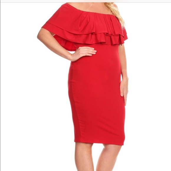 Off The Shoulder Dress Plus Size - Picture 2 of 8